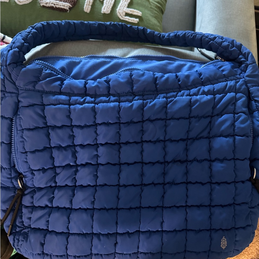 Free People Blue Quilted Tote Bag